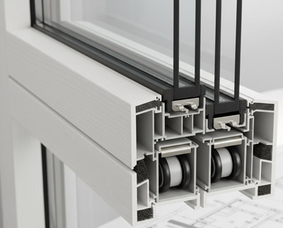 Abb. Querschnitt einer Hebeschiebetüre aus Kunststoff Abb. Querschnitt einer Hebeschiebetüre aus Kunststoff