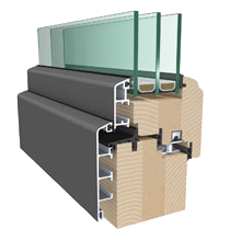 Abb. Schnitt V1P Aluminium-Holz-Fenster Abb. Schnitt V1 P Aluminium-Holz-Fenster