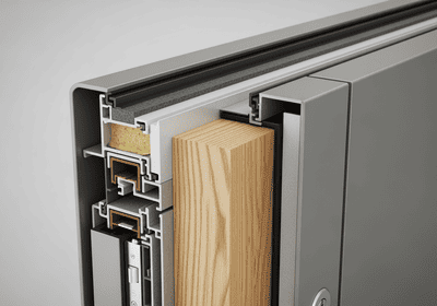 Abb. Haustüre aus Aluminium mit Holzkern als Schnittbild Abb. Haustüre aus Aluminium mit Holzkern als Schnittbild