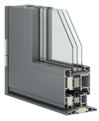 Abb. Haustüre aus Aluminium mit Glaseinsatz als Schnittbild Abb. Haustüre aus Aluminium mit Glaseinsatz als Schnittbild