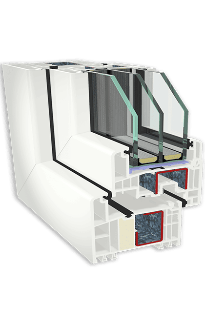 Abb. Schnittbild Kunststoff-Fenster Futura-Komfort-6015-6003-AD weiß