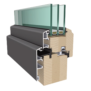 Abb. Schnitt V100 P Aluminium-Holz-Fenster