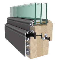 Abb. Schnitt V2 P Aluminium-Holz-Fenster