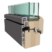 Abb. Schnitt V7 P Aluminium-Holz-Fenster