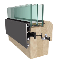 Abb. Schnitt V9 P Aluminium-Holz-Fenster